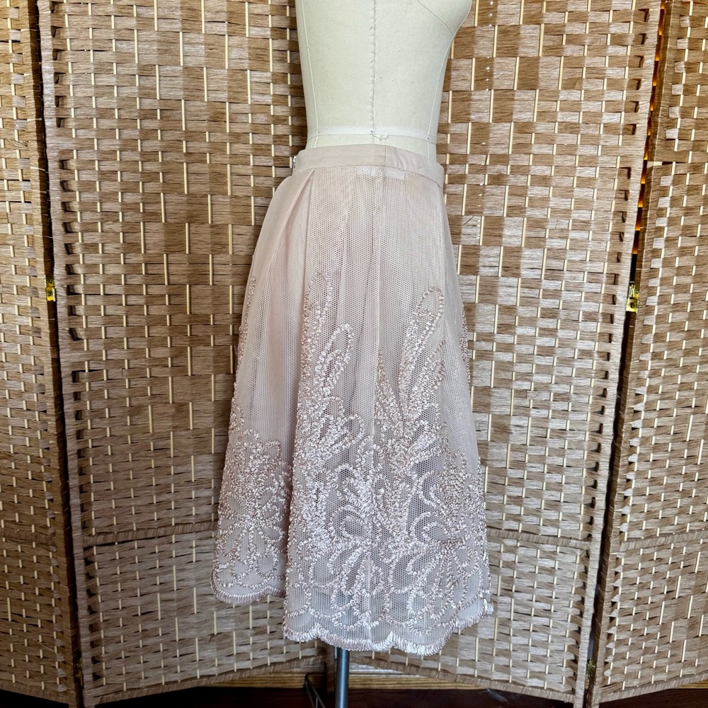 endless rose blush toned soutache embroidered skirt M - Picture 4 of 12